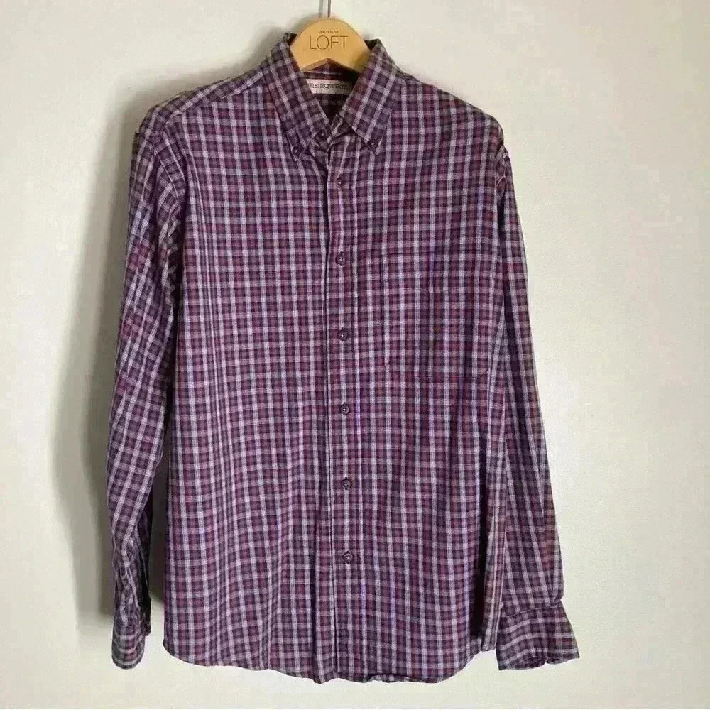 Men’s Medium Soft Cotton Plaid Button Down